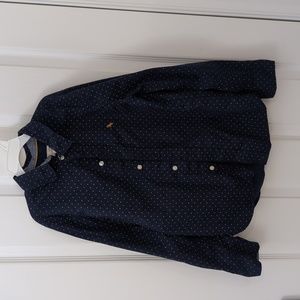 H&M Button up Shirt Navy & White dots Kids Sz 9-10Y